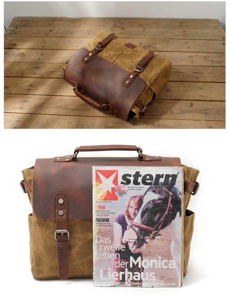 Riverton Canvas Messenger Bag | Laptop Bag | Satchel Bag - trendyful