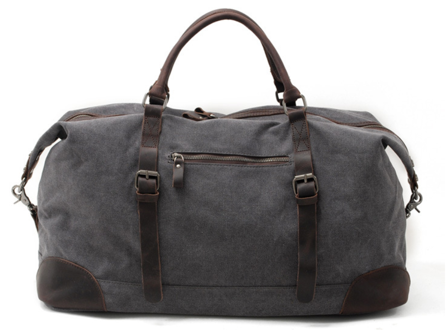 Leeston Canvas Leather Duffle Bag - trendyful