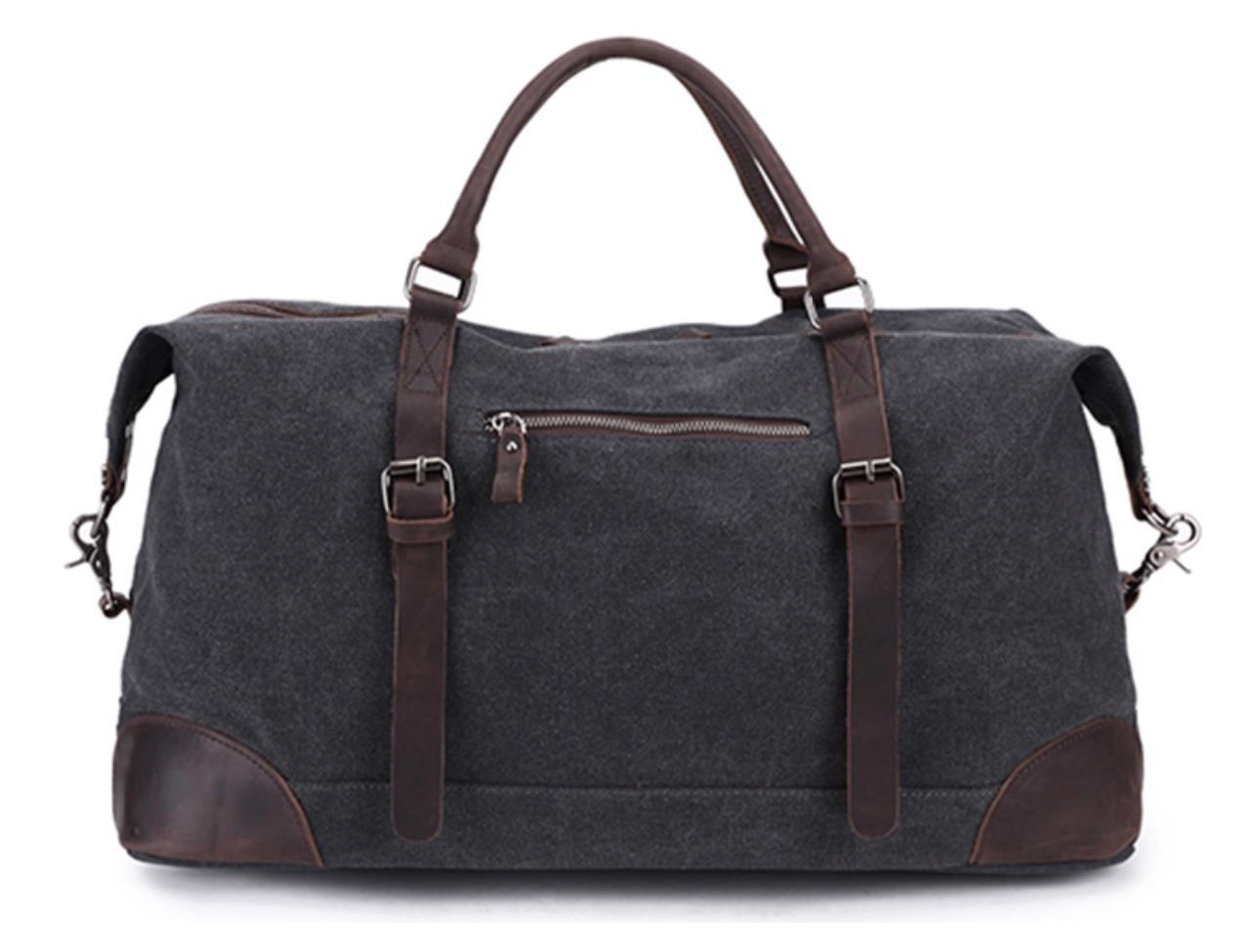 Leeston Canvas Leather Duffle Bag - trendyful