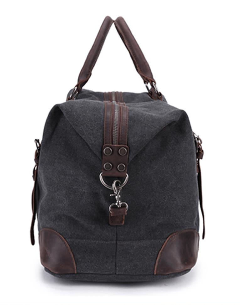 Leeston Canvas Leather Duffle Bag - trendyful