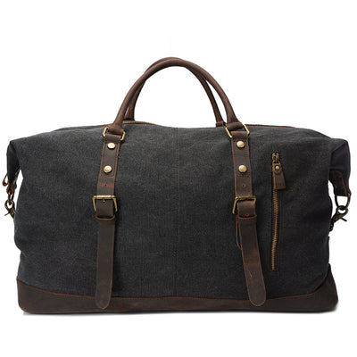 Explorer Canvas Genuine Leather Weekender Duffle bag - trendyful