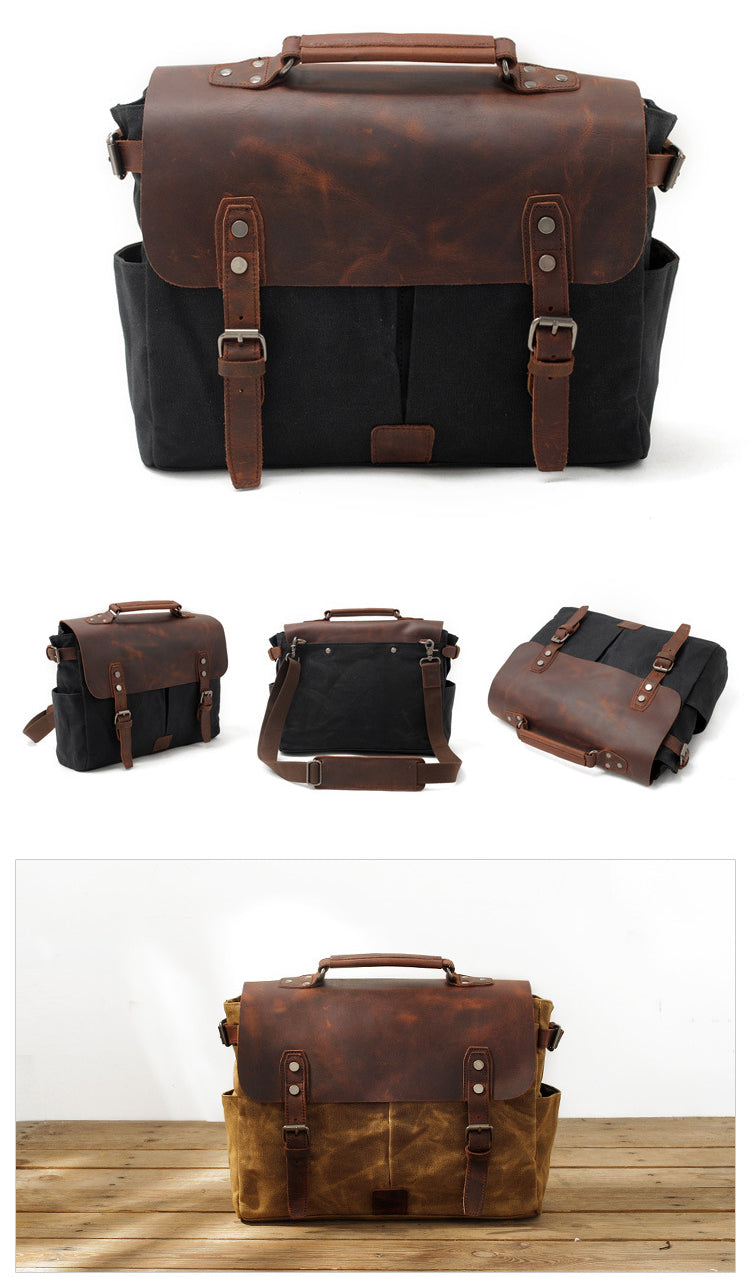 Riverton Canvas Messenger Bag | Laptop Bag | Satchel Bag - trendyful