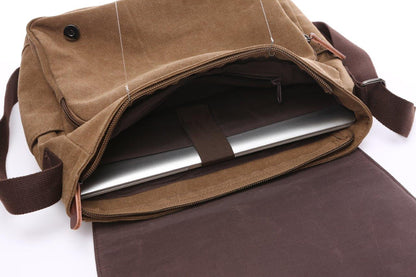 Crosstown Canvas Messenger Bag | Laptop Bag | Satchel Bag 15&quot; - trendyful