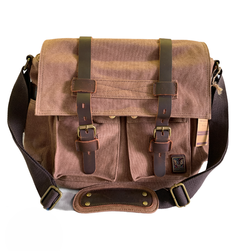 Tyrone Canvas & Leather Messenger Bag | Shoulder Bag - trendyful