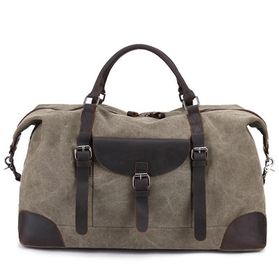 Leeston Canvas Leather Duffle Bag - trendyful