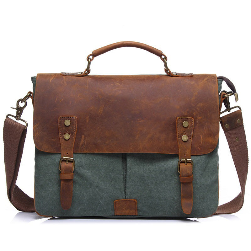 Lincoln Canvas Leather Messenger Bag - trendyful